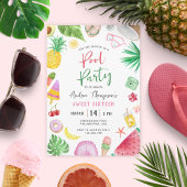 Moderne Pool Party Summer Sweet 16 Birthday Kaart