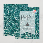 Moderne Pool Party | Uitnodiging voor verjaardag (Voorkant / Achterkant)