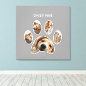 Moderne pootafdruk aangepaste huisdier naam foto c canvas afdruk (Insitu (Houten vloer))