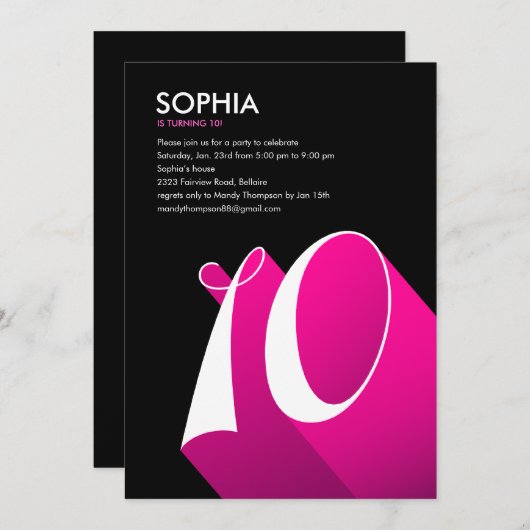 Moderne Pop 10e verjaardag Kaart (Voorkant / Achterkant)