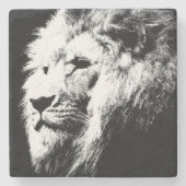 Moderne Pop Art Black & White Lion Head-Sjabloon Stenen Onderzetter (Voorkant)