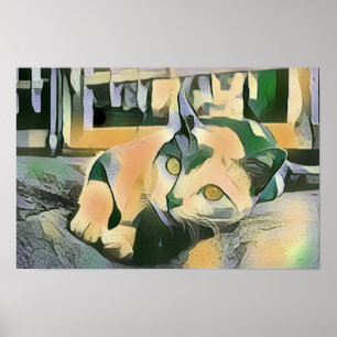 Moderne Pop art Calico Kat voor katten Poster