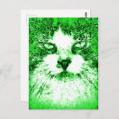 Moderne Pop Art Cat Green Briefkaart (Voorkant / Achterkant)