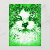 Moderne Pop Art Cat Green Briefkaart (Voorkant)