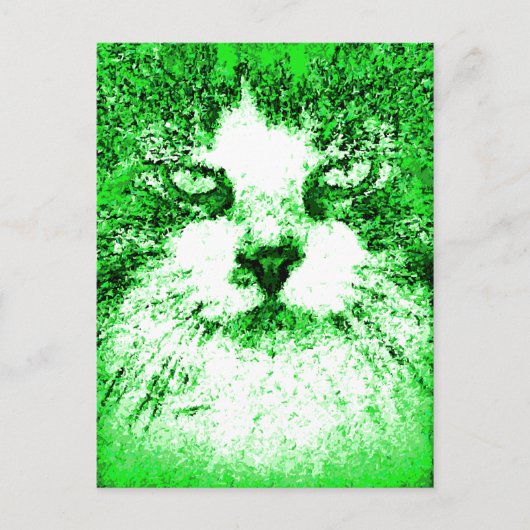 Moderne Pop Art Cat Green Briefkaart (Voorkant)
