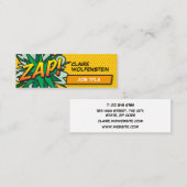 Moderne Pop Art Comic Book ZAP Mini Visitekaartje (Voorkant / Achterkant)