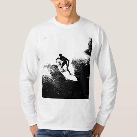 Moderne Pop Art Elegant Surfer Sjabloon Trendy T-shirt (Voorkant)