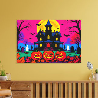Moderne Pop Art Halloween Kerkhof Canvas Afdruk