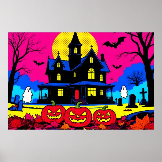 Moderne Pop Art Halloween Kerkhof Poster (Voorkant)