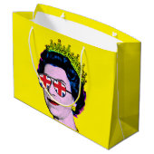 Moderne Pop art HM Queen in union jack glazen Larg Groot Cadeauzakje (Achterkant Gekanteld)