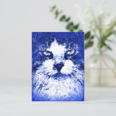 Moderne Pop Art Kat Blauw Briefkaart (Staand voorkant)