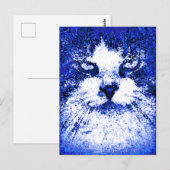 Moderne Pop Art Kat Blauw Briefkaart (Voorkant / Achterkant)