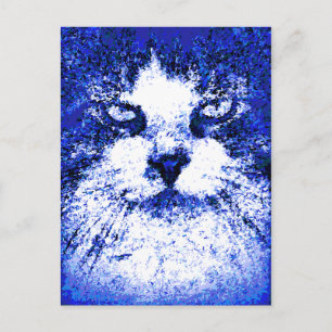 Moderne Pop Art Kat Blauw Briefkaart