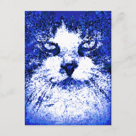 Moderne Pop Art Kat Blauw Briefkaart (Voorkant)