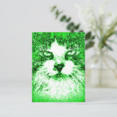 Moderne Pop Art Kat Groen Briefkaart (Staand voorkant)