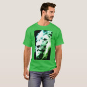 Moderne Pop Art Lion Face Mannen Elegant Green T-shirt (Voorkant volledig)
