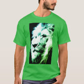 Moderne Pop Art Lion Face Mannen Elegant Green T-shirt (Voorkant)