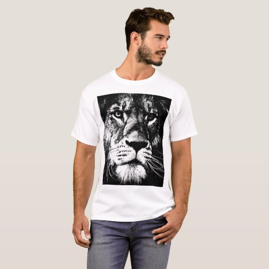 Moderne Pop Art Lion Face Sjabloon Mannen T-shirt (Voorkant volledig)