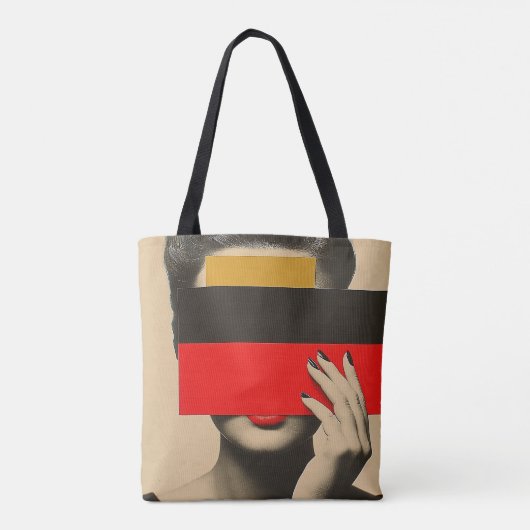 Moderne Pop Art Mysterieuze vrouw achter kleuren Tote Bag (Achterkant)