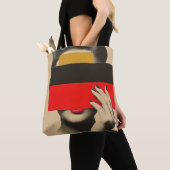 Moderne Pop Art Mysterieuze vrouw achter kleuren Tote Bag (Dichtbij)