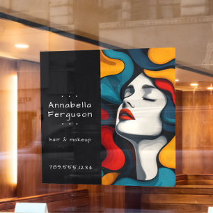 Moderne Pop Art Retro Kleurrijke Haar Make-up Raamsticker