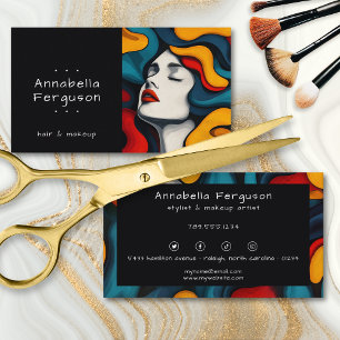 Moderne Pop Art Retro Kleurrijke Haar Make-up Visitekaartje