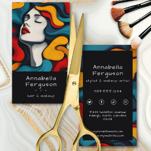 Moderne Pop Art Retro Kleurrijke Haar Make-up Visitekaartje