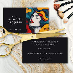 Moderne Pop Art Retro Kleurrijke Haar Make-up Visitekaartje