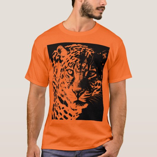 Moderne Pop Art Sjabloon Leopard Face Mannen Moder T-shirt (Voorkant)