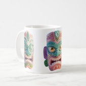 Moderne Pop Art Tiki Hoofd Masker Koffiemok (Voorkant links)