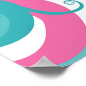 Moderne Pop Art Vrouw Blauwgroen en Roze Swirl Hai Poster (Hoek)