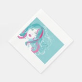 Moderne Pop Art Vrouw Blauwgroen en Roze Swirl Hai Servet (Hoek)