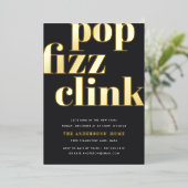 Moderne Pop | Eve-partij nieuwjaar Folie Uitnodiging (Staand Voorkant)