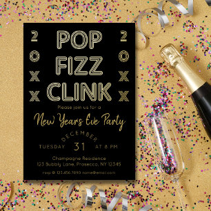Moderne Pop Fizz Clink Nieuwjaarsfeest Folie Feestdagenkaart