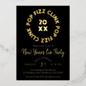 Moderne Pop Fizz Clink Nieuwjaarsfeest Folie Feestdagenkaart (Voorkant)