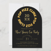 Moderne Pop Fizz Clink Nieuwjaarsfeest Kaart (Voorkant)