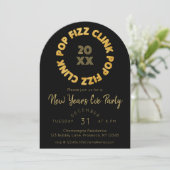 Moderne Pop Fizz Clink Nieuwjaarsfeest Kaart (Staand voorkant)