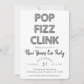 Moderne Pop Fizz Clink Nieuwjaarsfeest Kaart (Voorkant)