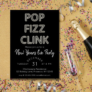 Moderne Pop Fizz Clink Nieuwjaarsfeest Kaart