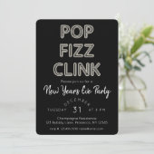 Moderne Pop Fizz Clink Nieuwjaarsfeest Kaart (Staand voorkant)