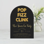 Moderne Pop Fizz Clink Nieuwjaarsfeest Kaart (Staand voorkant)