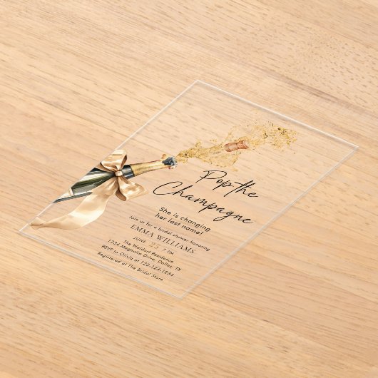 Moderne Pop Het Champagne Vrijgezellenfeest Acryl Uitnodigingen (Laagn)