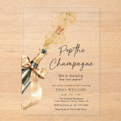 Moderne Pop Het Champagne Vrijgezellenfeest Acryl Uitnodigingen (Voorkant)