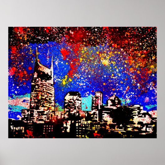 Moderne pop kunst print "Music City" (Voorkant)