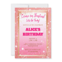 Moderne pop roze glitter verjaardag