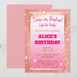 Moderne pop roze glitter verjaardag kaart
