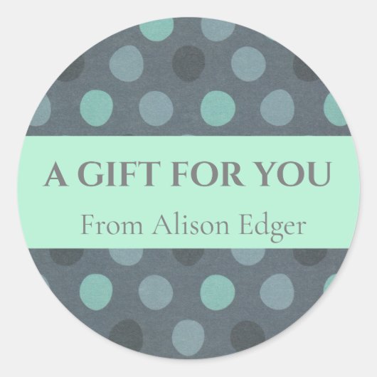 Moderne Pop Turquoise Stippen Aangepast Etiket (Voorkant)