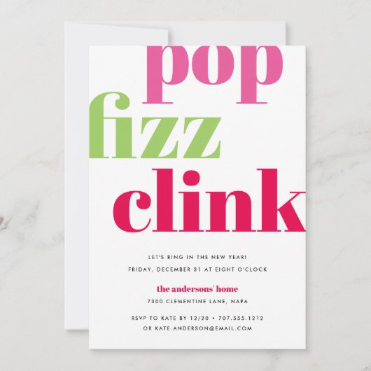 Moderne Pop | Uitnodiging Eve-partij nieuwjaar (Voorkant)