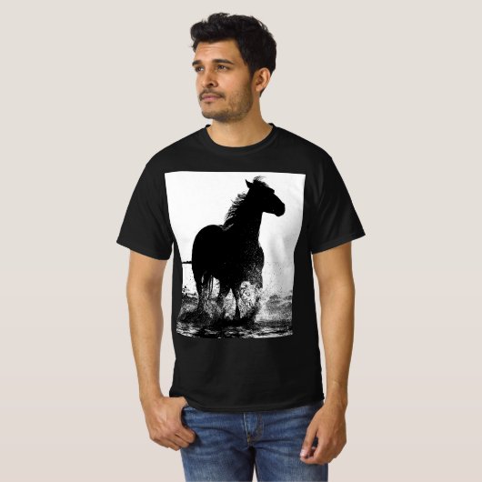 Moderne Pop van paarden met een modern rijpingspad T-shirt (Voorkant volledig)