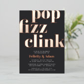 Moderne Pop | Verloving Feest Folie Uitnodiging (Staand Voorkant)